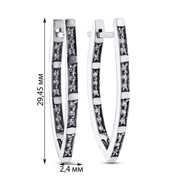 Серебряные сережки с фианитами (арт. 7902/5703-ч) – изображение 2