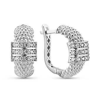 Сережки з білого золота з фіанітами (арт. 1092018б)