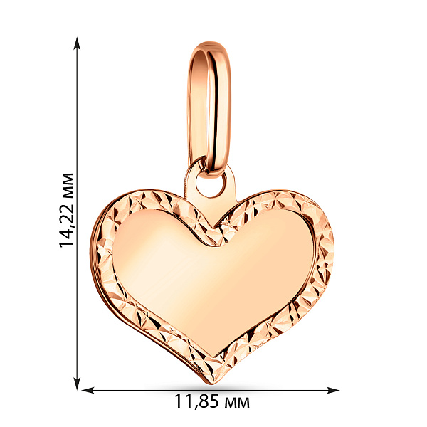 Підвіс з червоного золота "Серце" (арт. 424447) – зображення 2