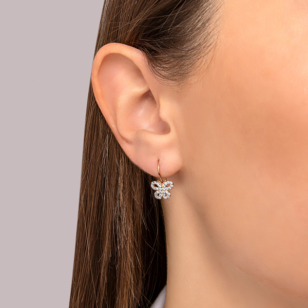 Детские золотые сережки «Бабочки» с фианитами (арт. 110282) – изображение 3