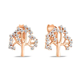 Сережки-цвяшки Дерево з червоного золота (арт. 1091160)