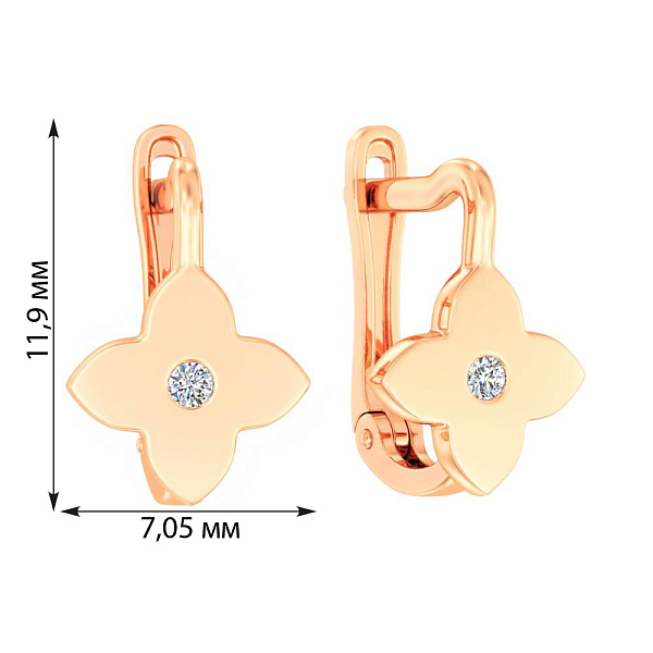 Золотые серьги с фианитами (арт. 110896) – изображение 2