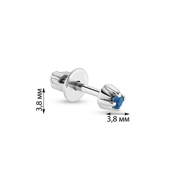 Одиночная серьга-пусета из белого золота с фианитом (арт. 110313бгЯ) – изображение 2
