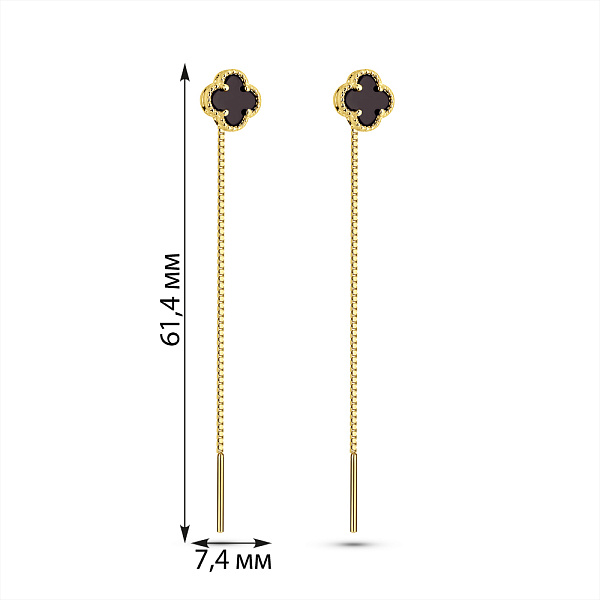 Срібні сережки-протяжки  з оніксом (арт. 7502/10058/8жо) – зображення 3