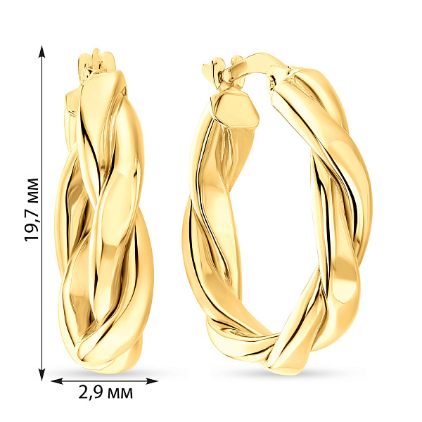 Серьги-кольца "Переплетение" из желтого золота  (арт. 109206/20ж) – изображение 2