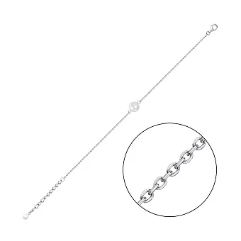 Срібний браслет з перлиною (арт. 7509/3969жб)