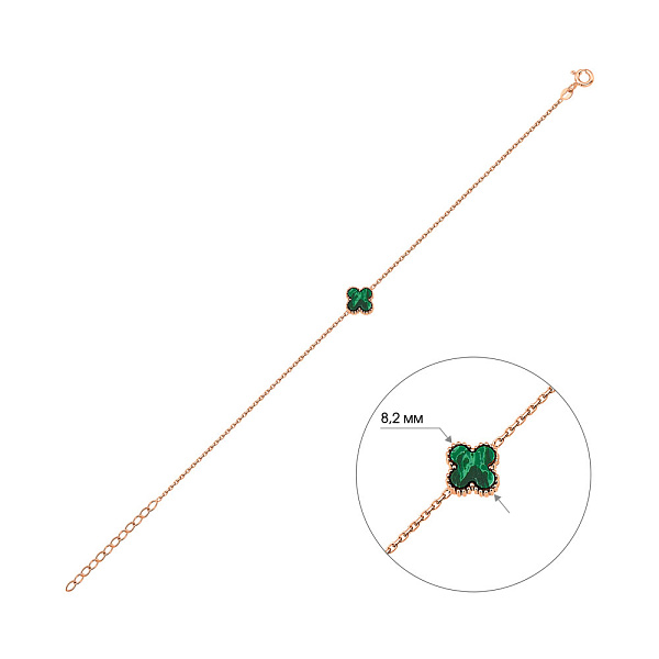 Золотий браслет з малахітом (арт. 326917/8млх) – зображення 2
