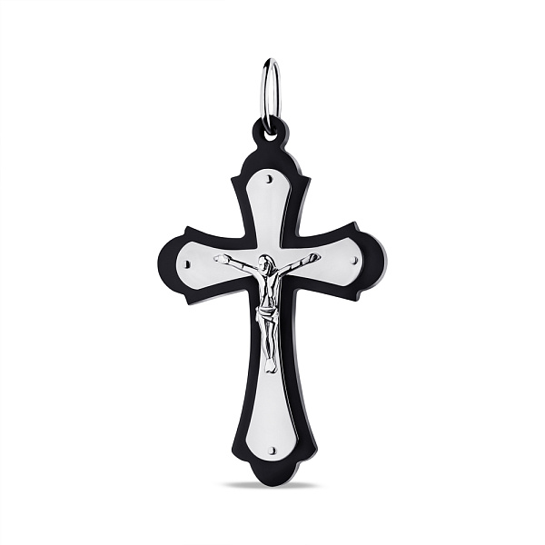 Серебряный крестик с распятием и ониксом (арт. 7504/3926о) – изображение 1