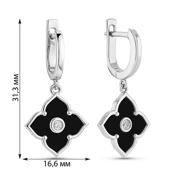 Срібні сережки Квітка з керамікою (арт. 7502/1980521кмч) – зображення 2