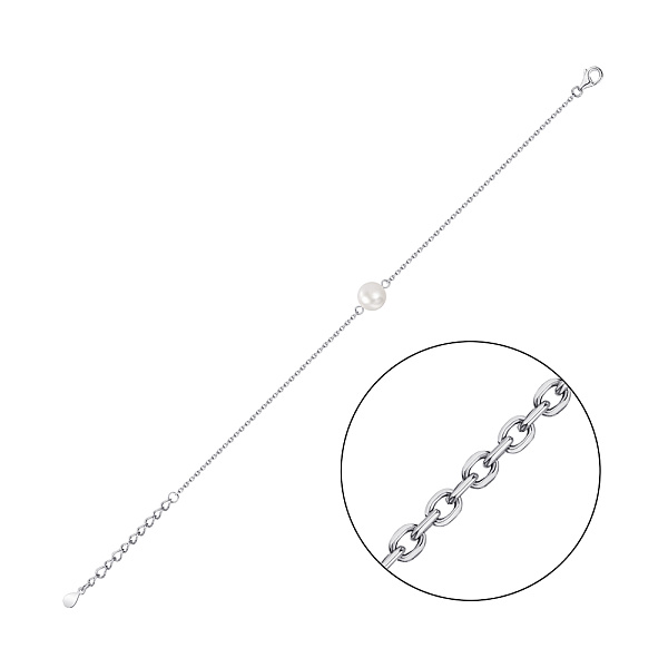 Серебряный браслет с жемчугом (арт. 7509/3969жб) – изображение 1