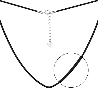 Фото Ювелірний шнурок-кольє з каучука з срібною застібкою (арт. 7607/900Р1/40+5)