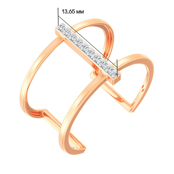 Безразмерное золотое кольцо с фианитами (арт. 140794) – изображение 2