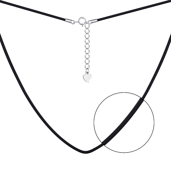 Ювелірний шнурок-кольє з каучука з срібною застібкою (арт. 7607/900Р1/40+5) – зображення 1
