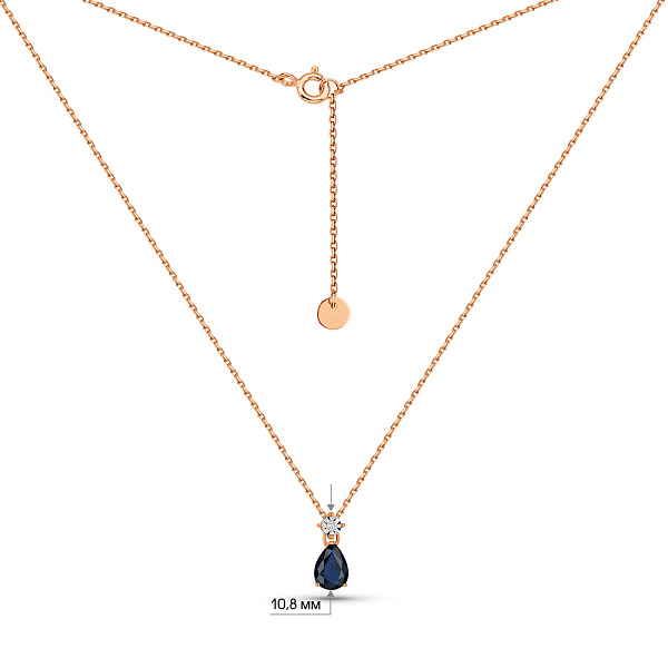 Золотое колье с сапфиром и бриллиантом (арт. Ц011753с) – изображение 4