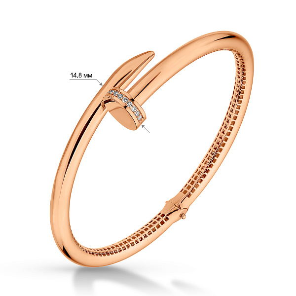 Золотой браслет в форме гвоздя с фианитами (арт. 3261118) – изображение 5