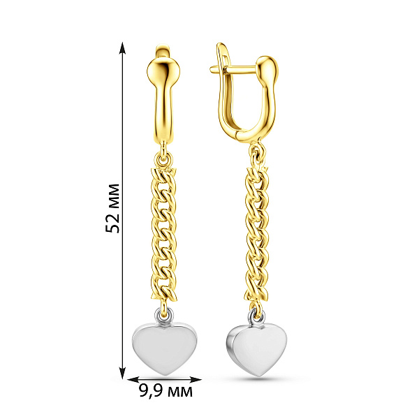 Золотые серьги с подвесками Сердечки (арт. 101856ж) – изображение 2