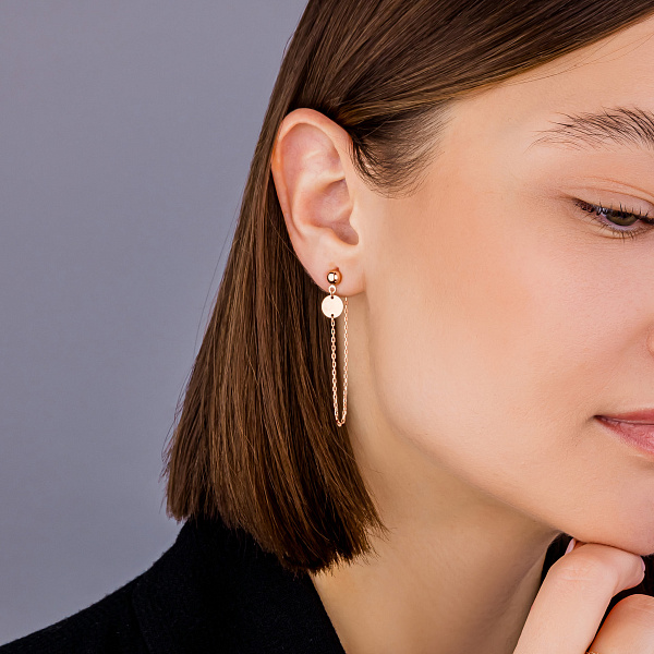 Золотые серьги FLY с монетками (арт. 1091344) – изображение 2