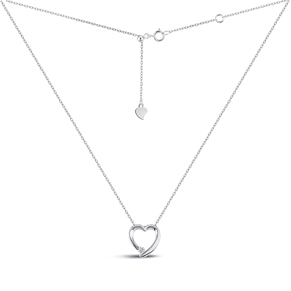 Серебряное колье Сердце с фианитом (арт. 7507/КЛ2Ф/1002Ш-43) – изображение 2