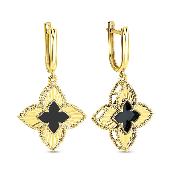 Сережки з жовтого золота з оніксом (арт. 111341жо) – зображення 1