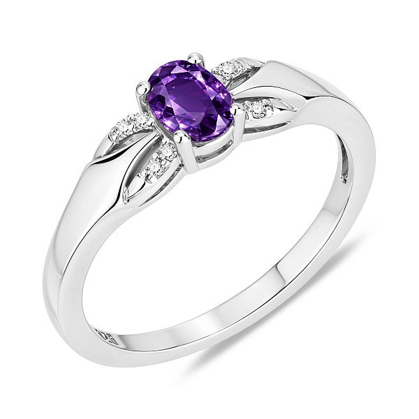 Серебряное кольцо с аметистом и фианитами (арт. 7501/8937А) – изображение 1