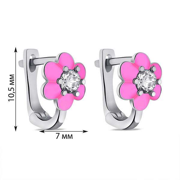 Серебряные детские серьги Цветок с эмалью (арт. 7502/2889ер) – изображение 2