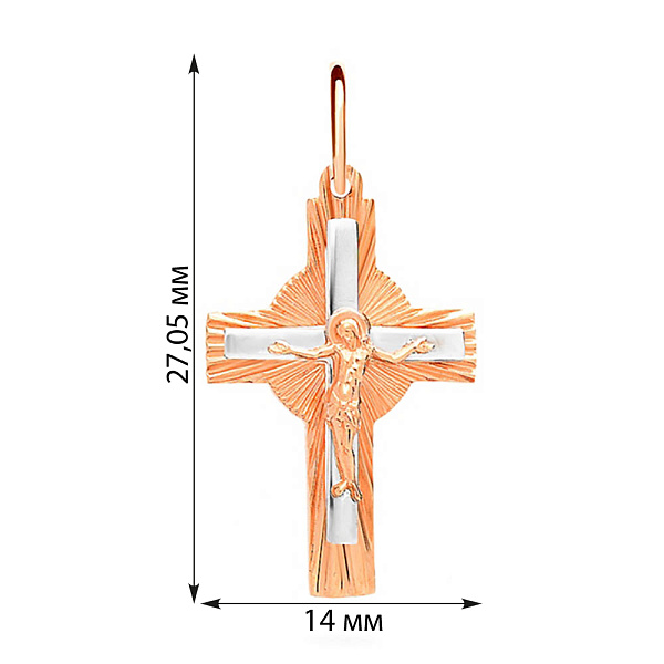 Хрестик з комбінованого золота (арт. 505972кб) – зображення 2