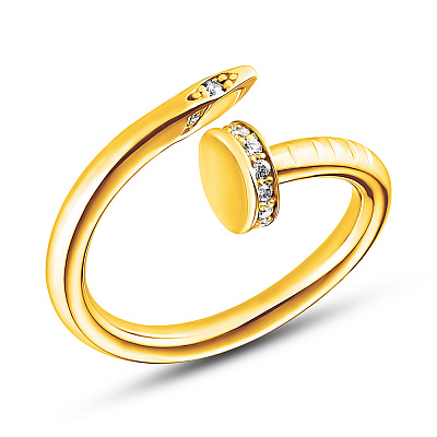 Золотое кольцо с фианитами «Гвоздь» (арт. 153090ж)