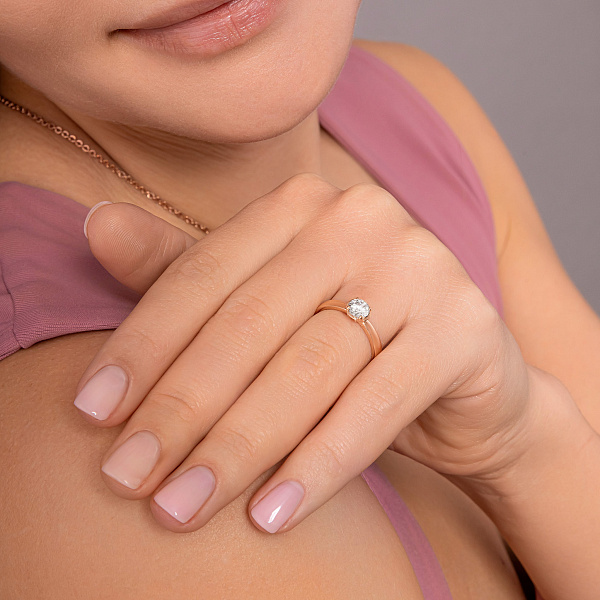 Золота каблучка з фіанітом (арт. 142200) – зображення 3