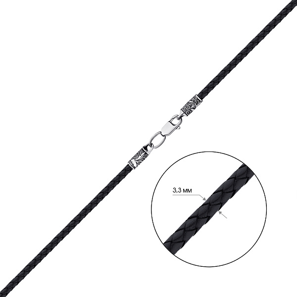 Ювелірний шнурок зі шкіри з срібним замком (арт. 7607/397/1ш) – зображення 2