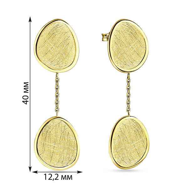 Золотые серьги пусеты Diva (арт. 107596ж) – изображение 2