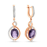 Фото Золотые серьги с кварцем и фианитами (арт. 103311Пкф)