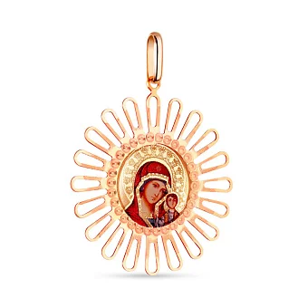 Ладанка Дева Мария и Иисус из красного золота (арт. 422586)
