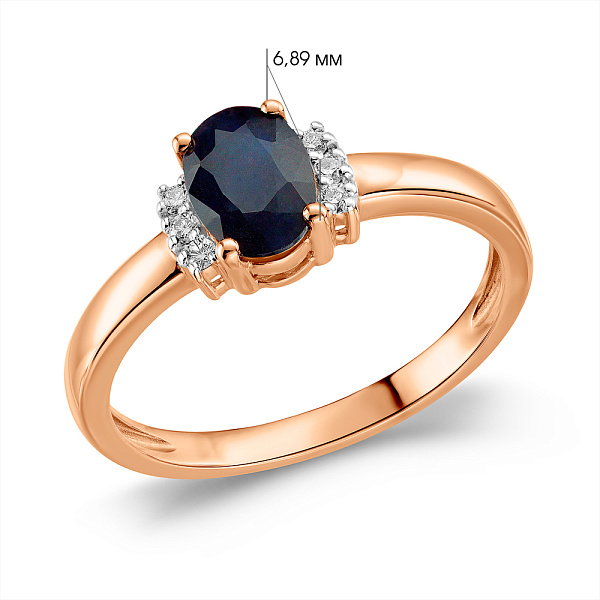 Золота каблучка з сапфіром і діамантами (арт. К011069с) – зображення 5