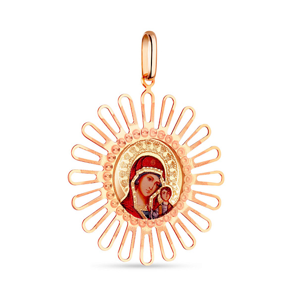Ладанка Дева Мария и Иисус из красного золота (арт. 422586) – изображение 1