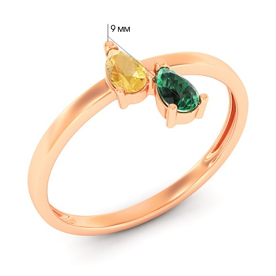Золотое кольцо с кварцем и цитрином (арт. 141234Пцз)