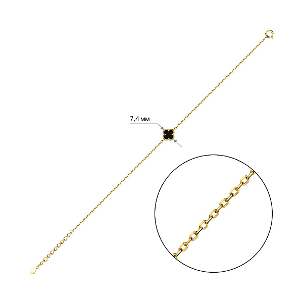 Серебряный браслет Клевер с ониксом (арт. 7509/933/7жо) – изображение 2