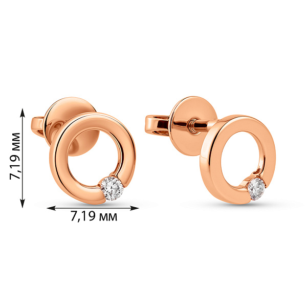 Серьги-пусеты из красного золота с бриллиантами (арт. Т011144005) – изображение 3