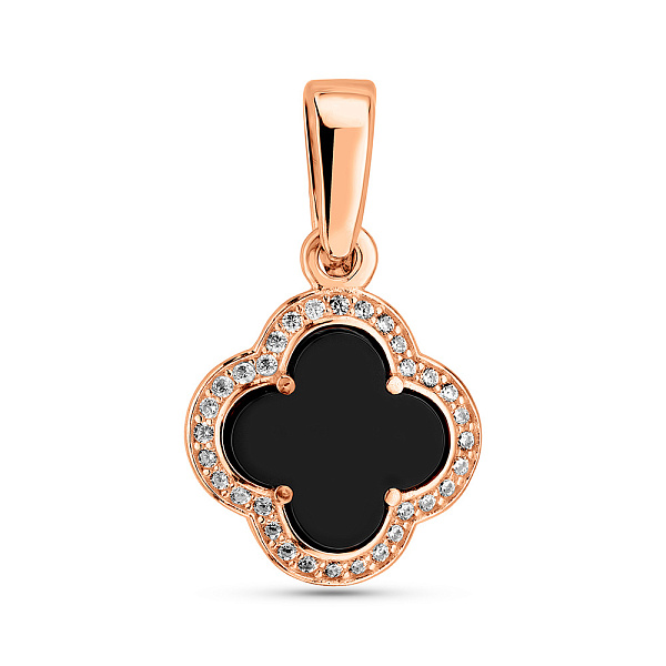 Срібний кулон Конюшина з оніксом (арт. 7503/2154/15ко) – зображення 1