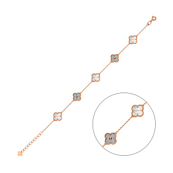 Золотий браслет з перламутром і фіанітами (арт. 341355п)