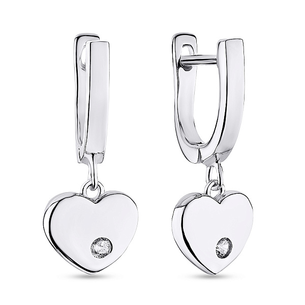 Серебряные серьги-подвески «Сердечки» (арт. 7502/3780) – изображение 1