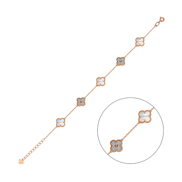 Золотий браслет з перламутром і фіанітами (арт. 341355п) – зображення 1