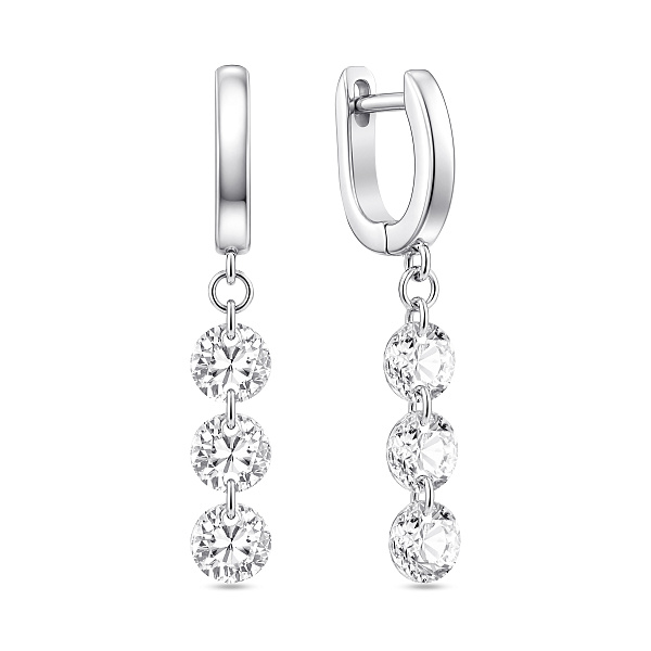 Серебряные серьги-подвески с фианитами (арт. 7502/10337) – изображение 1