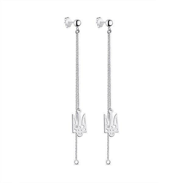 Довгі сережки зі срібла Герб України-Тризуб (арт. 7518/С2/274) – зображення 1