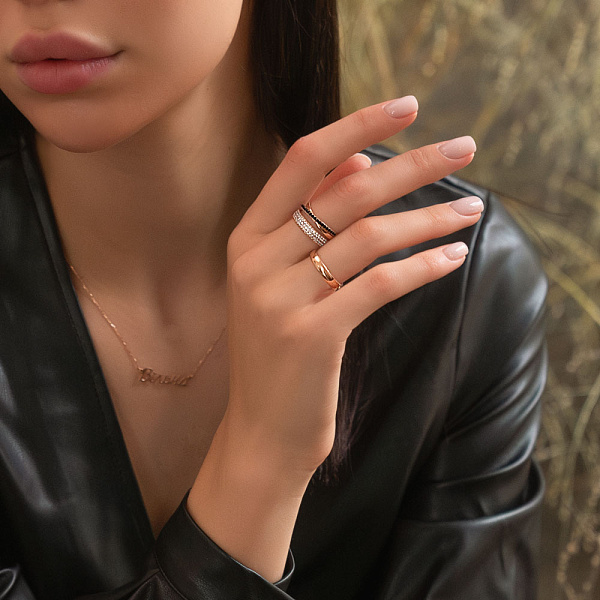 Золотое кольцо Синергия с фианитами (арт. 140428ч) – изображение 3