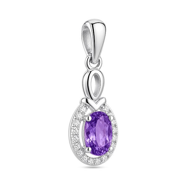 Серебряный кулон с аметистом и фианитами (арт. 7503/4909А) – изображение 1