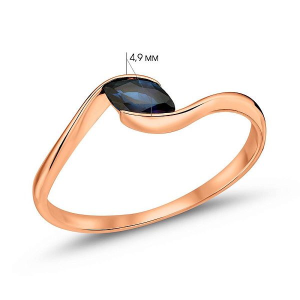 Каблучка з червоного золота з сапфіром (арт. 1401086Пс) – зображення 2