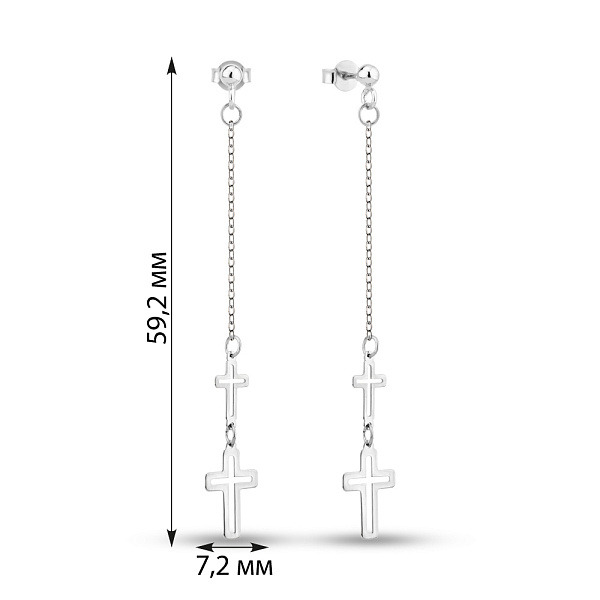 Сережки-пусети з білого золота Хрестики (арт. 1091557б) – зображення 2