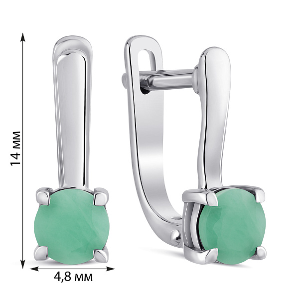 Серебряные сережки с изумрудами (арт. 7502/2179979Изм) – изображение 2