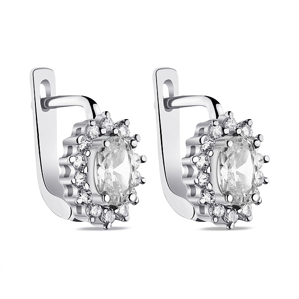Серебряные серьги с крупным фианитом (арт. 7502/СК2Ф/470) – изображение 1