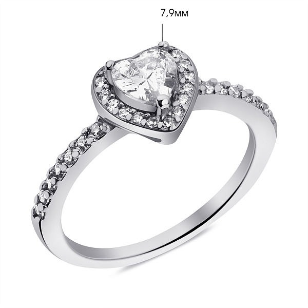 Серебряное кольцо Сердце с фианитами (арт. 7501/КК2Ф/281-16) – изображение 2